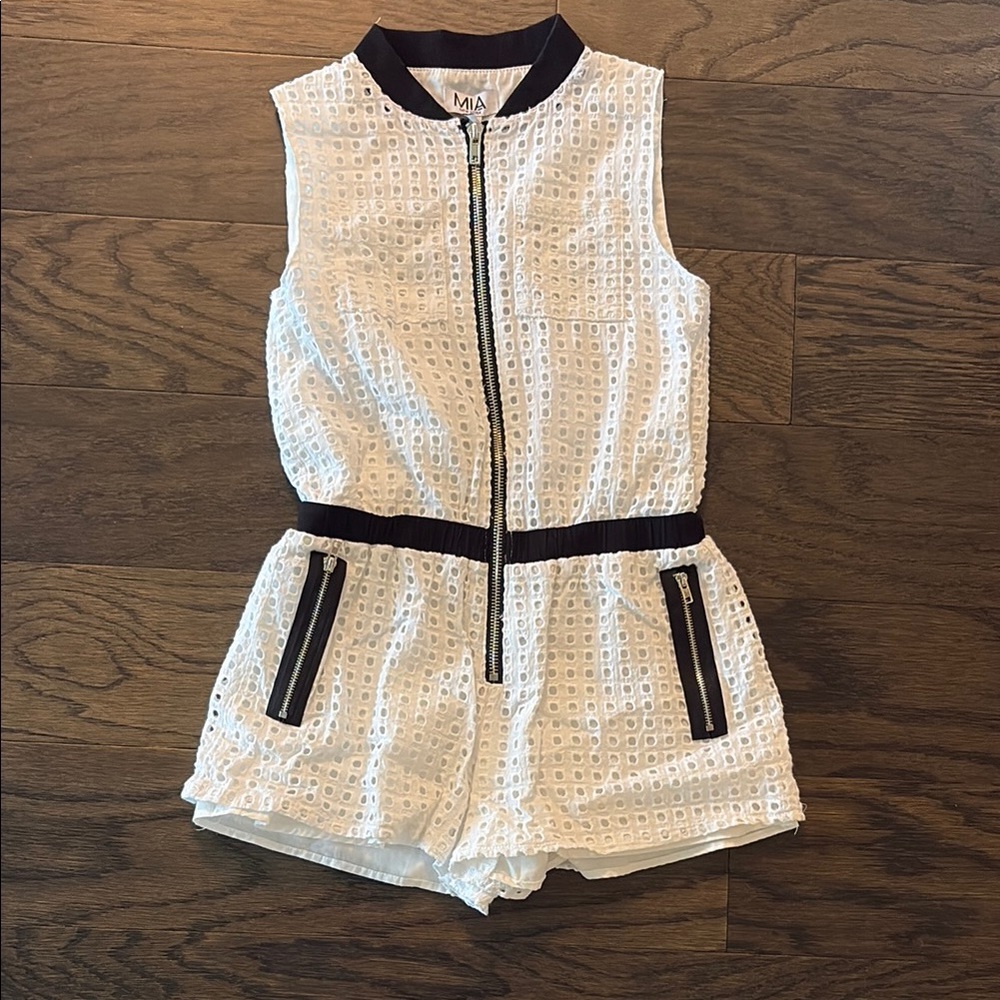 MIA White and Black Tailored Romper